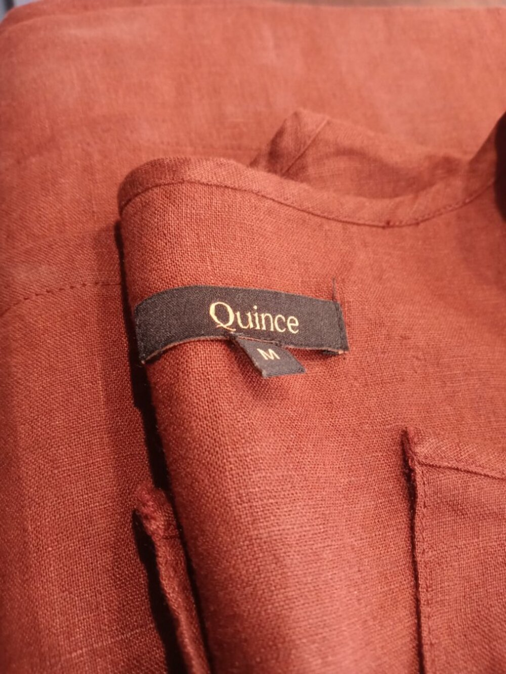 QUINCE 100% European linen tiered maxi dress in chocolate brown (M) - Picture 4 of 9